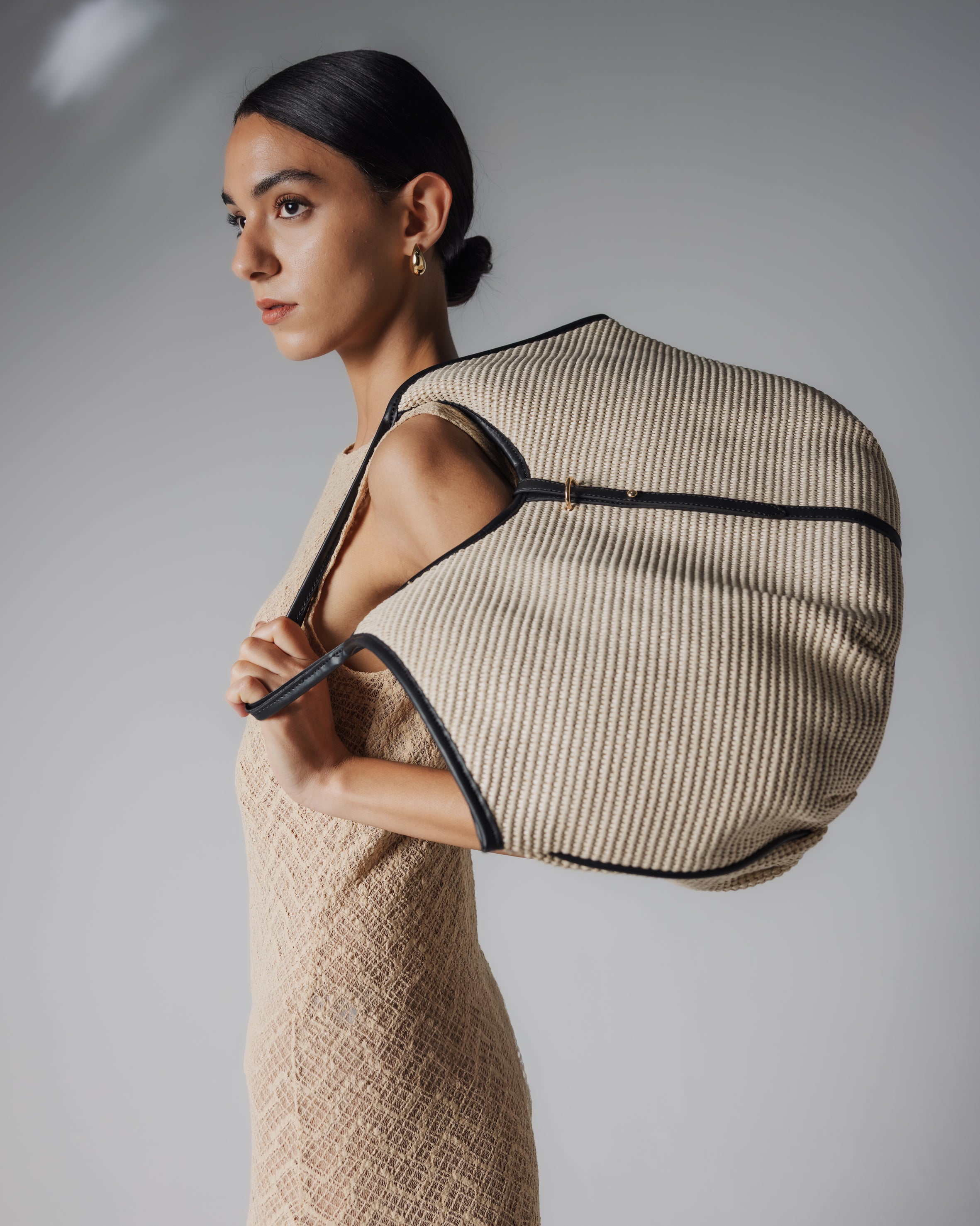 Cream canvas shopper bag