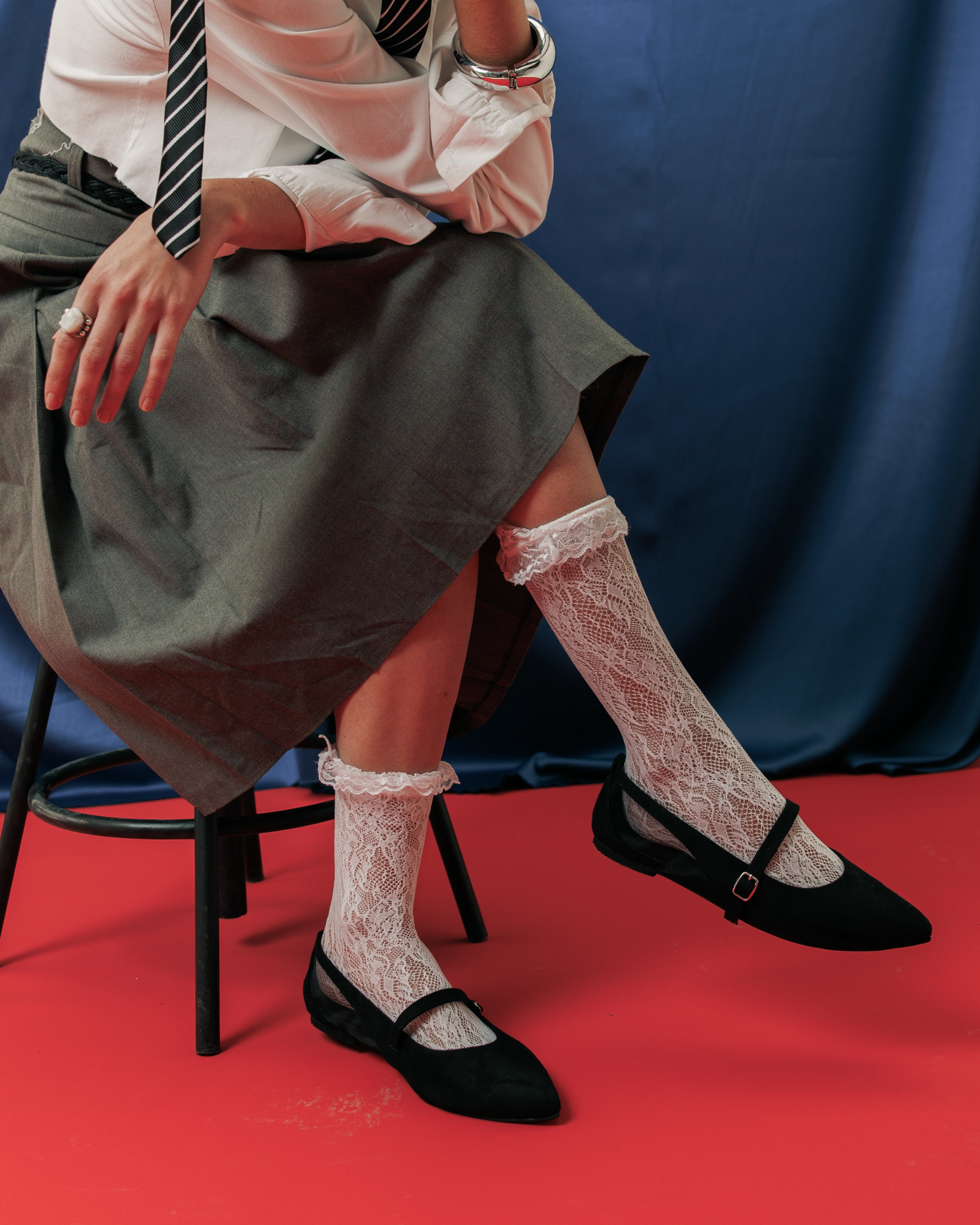 Mesh MaryJane flats