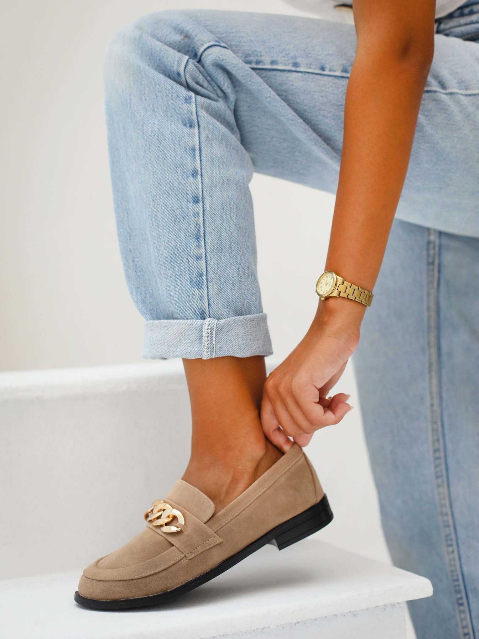 Beige suede Mocassini