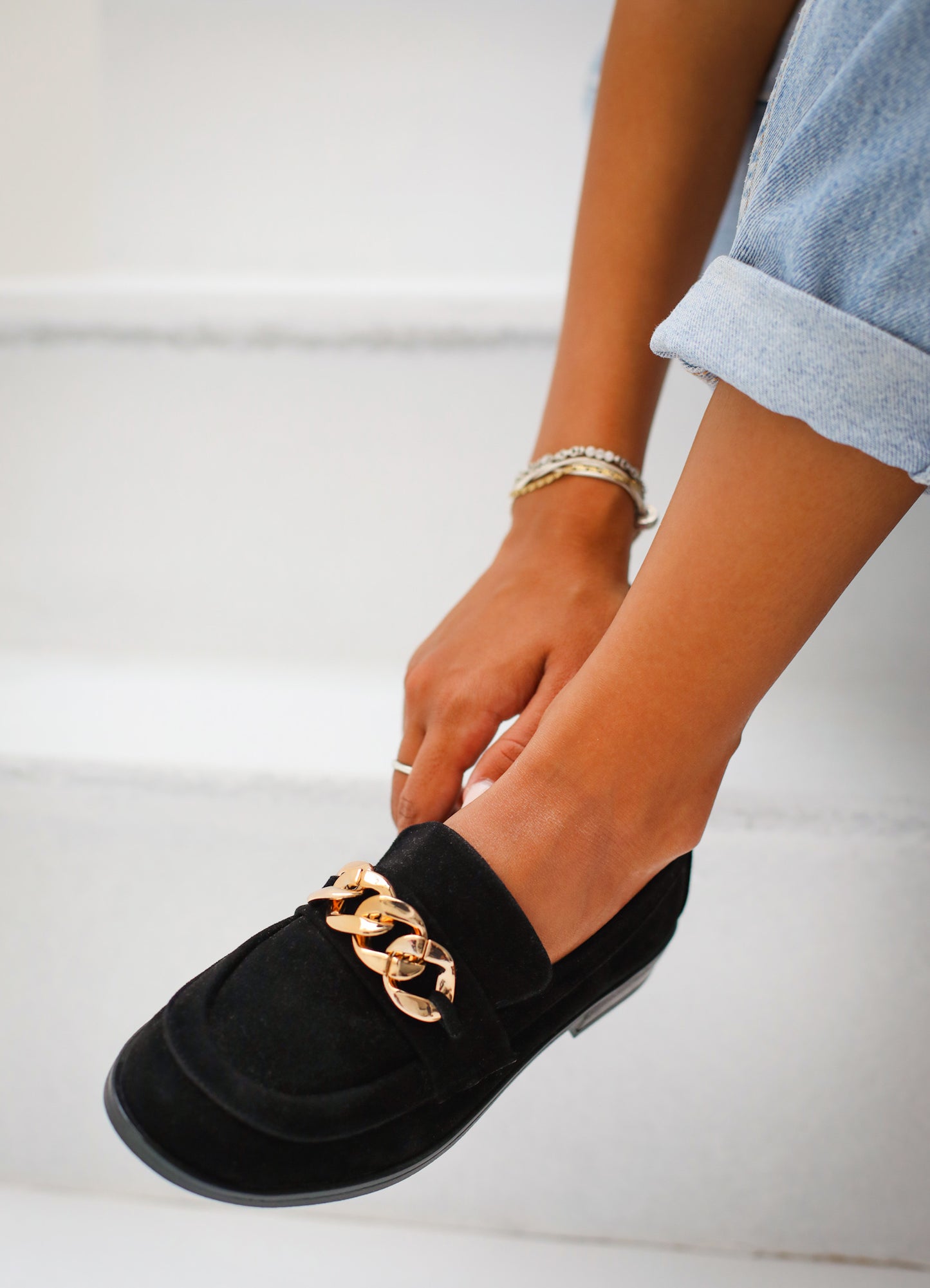 Black suede Mocassini