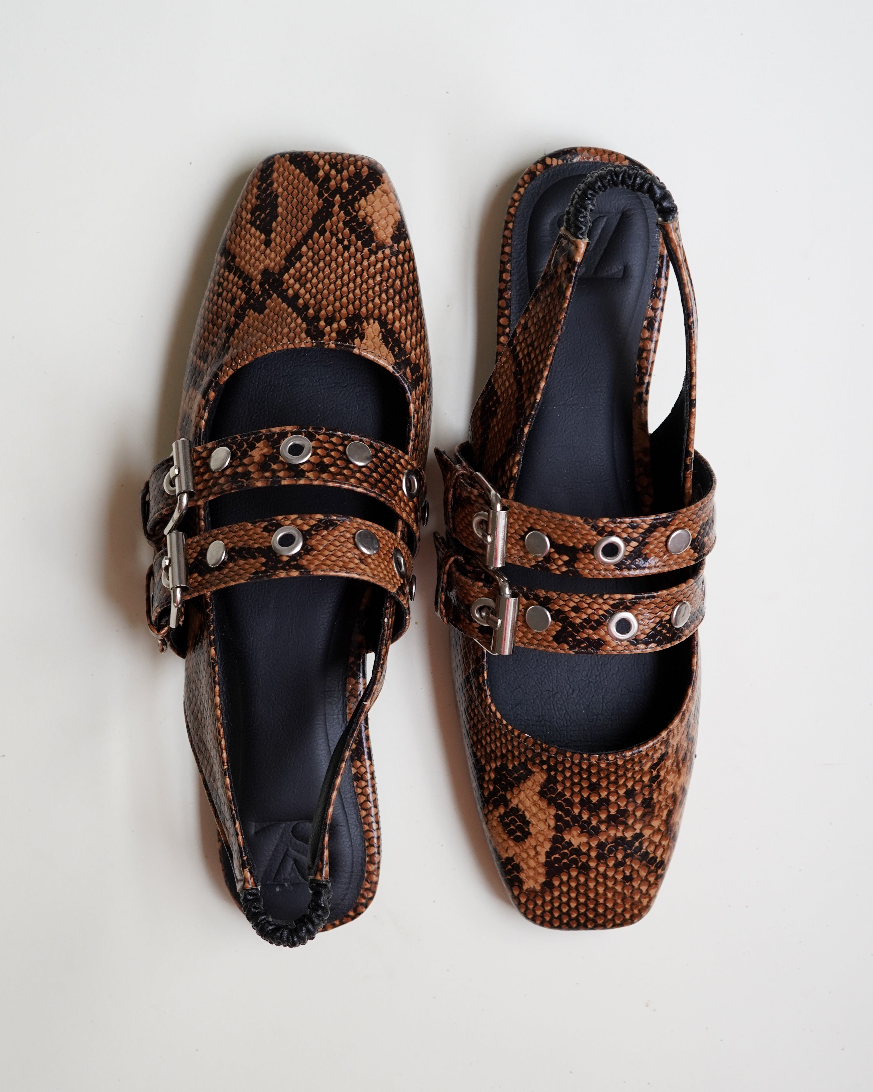 Faux snake slingback