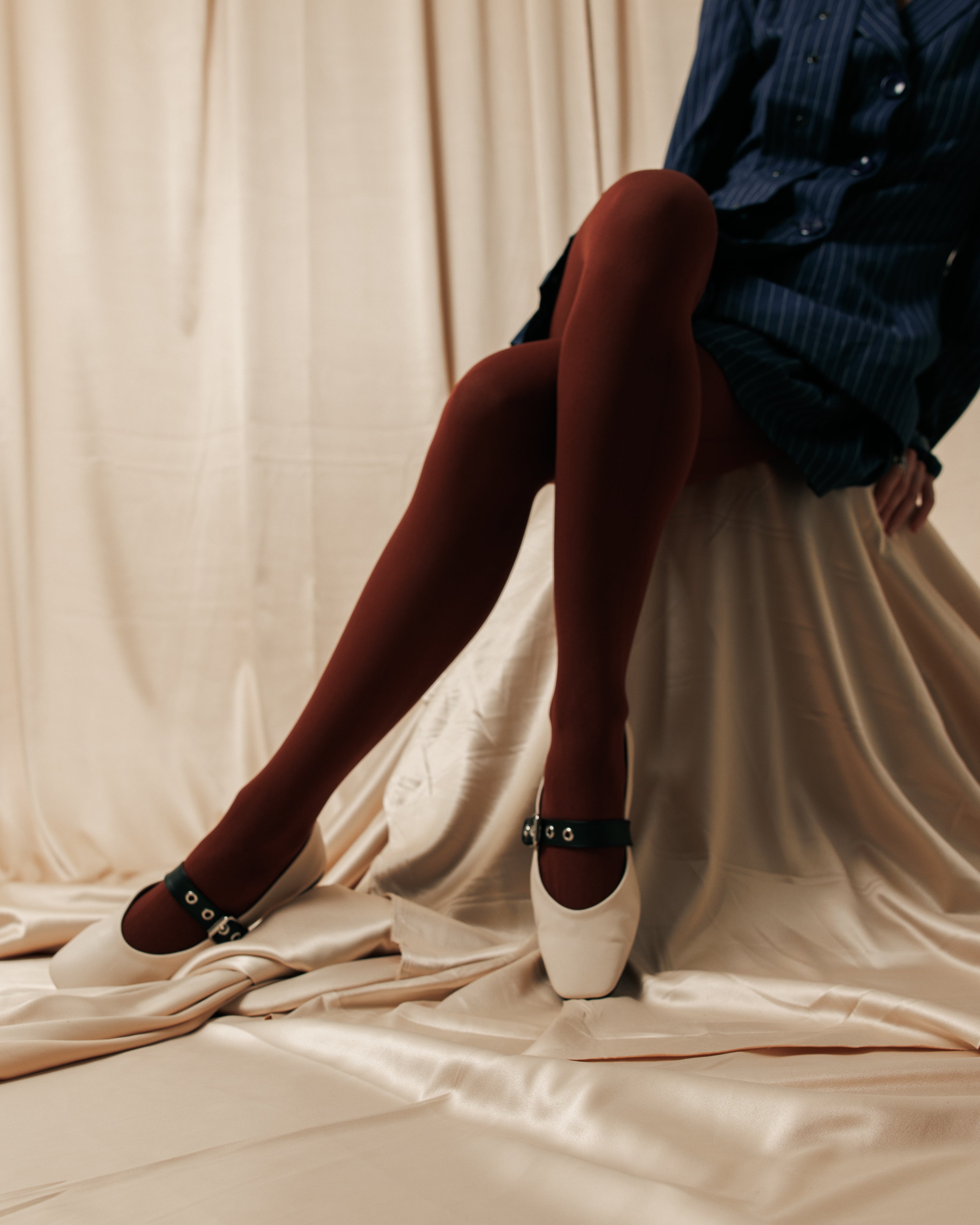 Beige x Black MaryJane flats