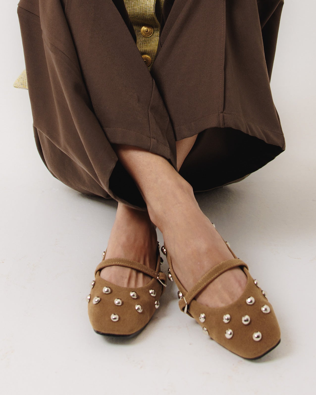 Studded beige flats