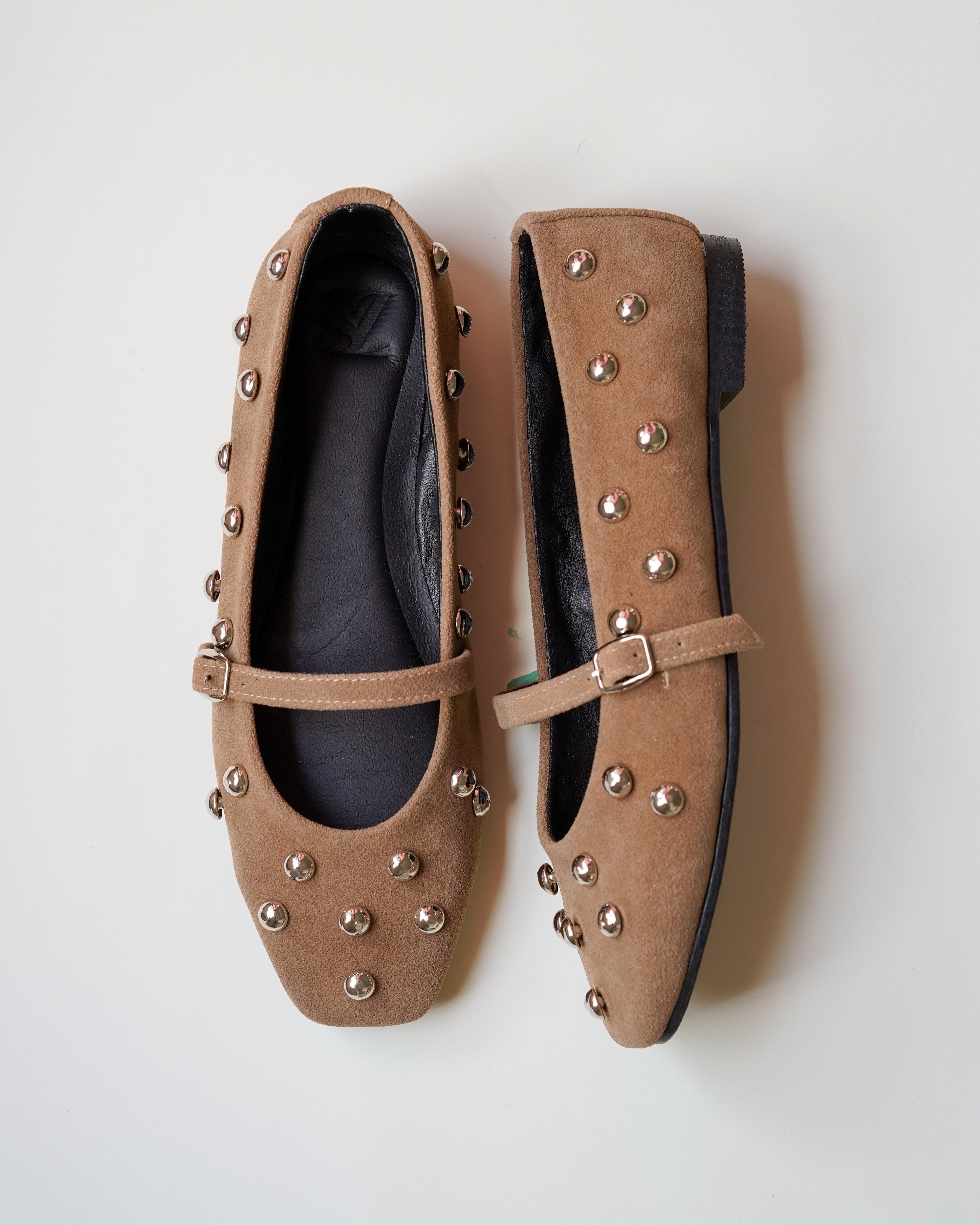 Studded beige flats