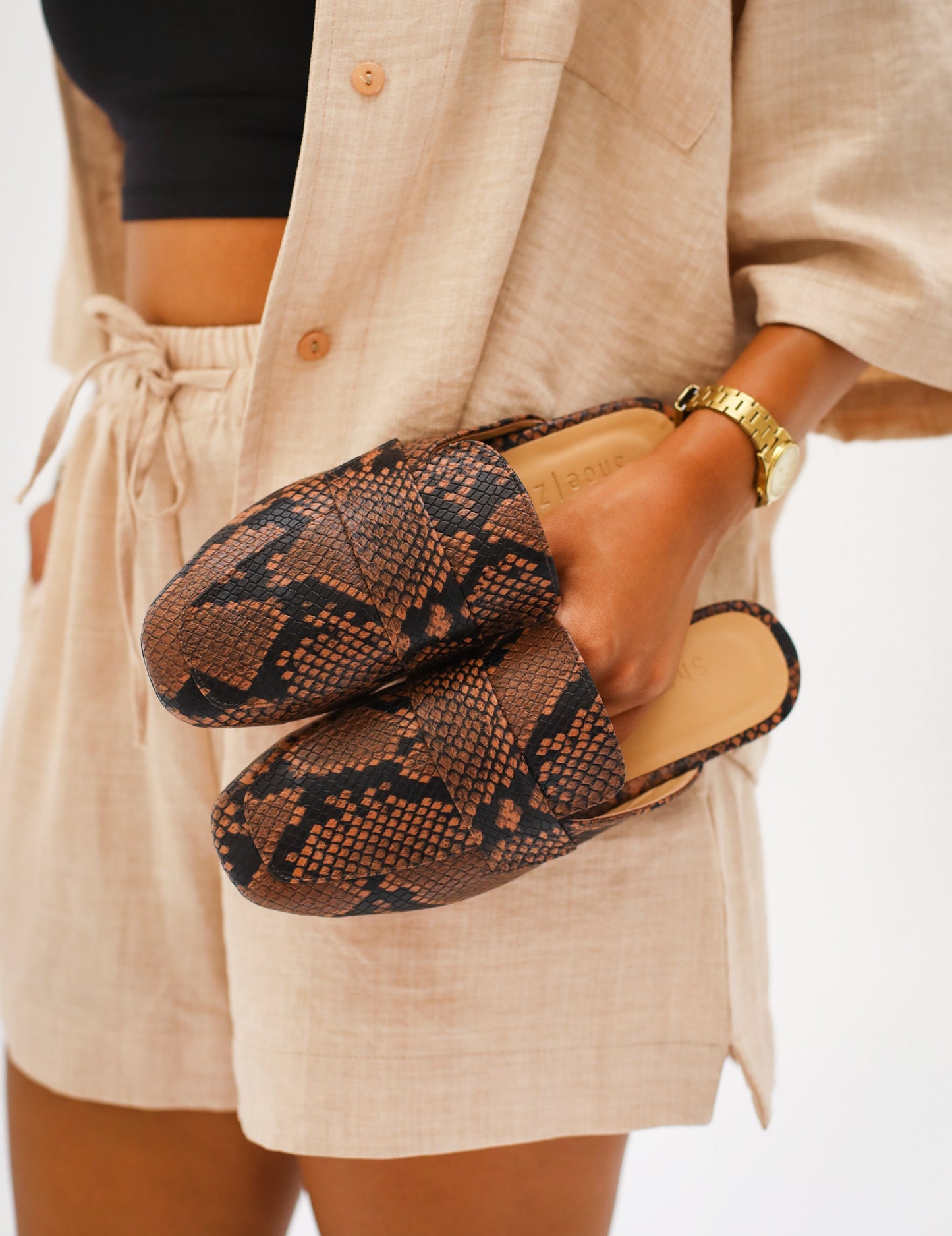 Faux Snake Mules