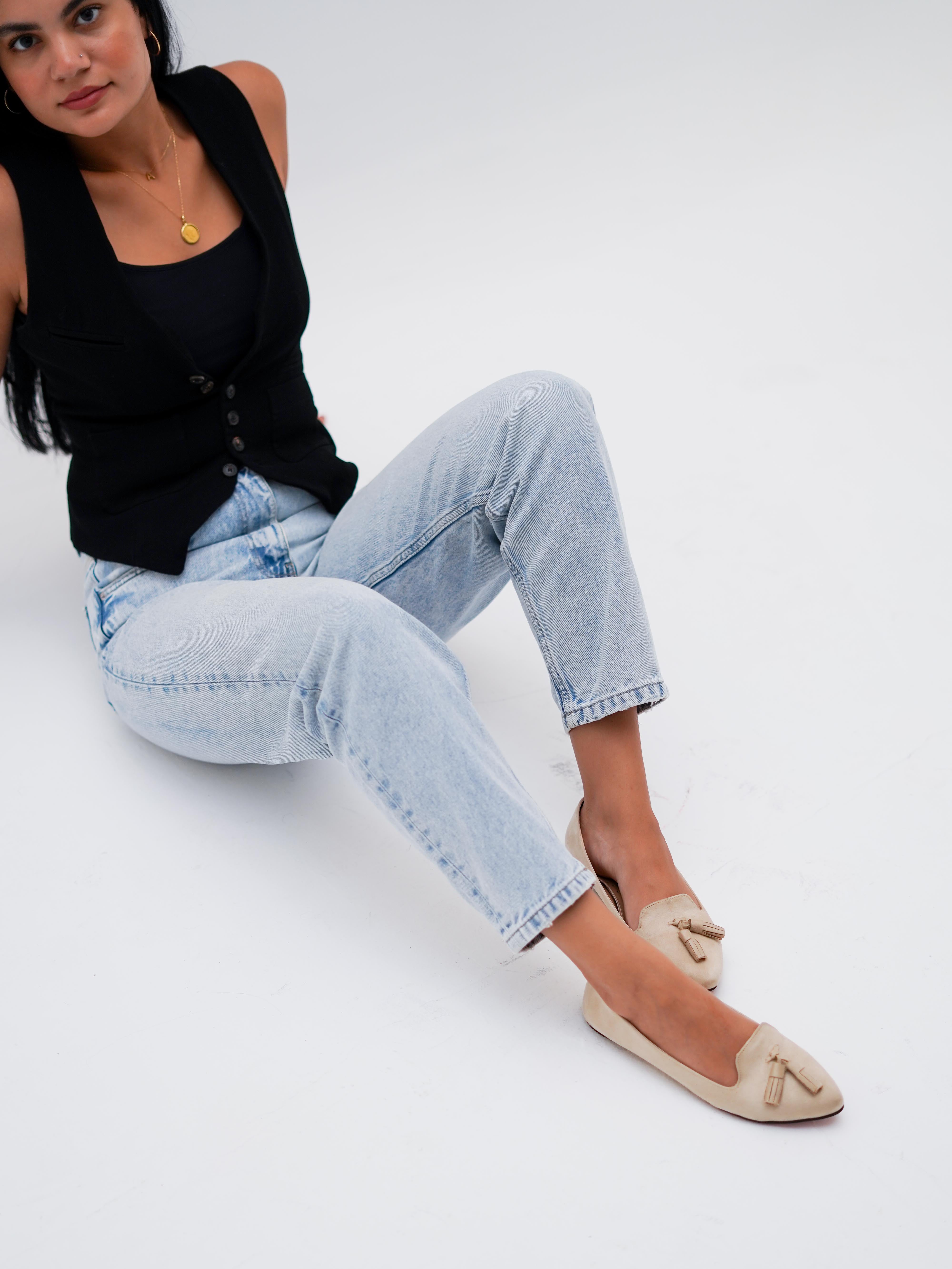 Beige Classic Pointed Tasseled Flats