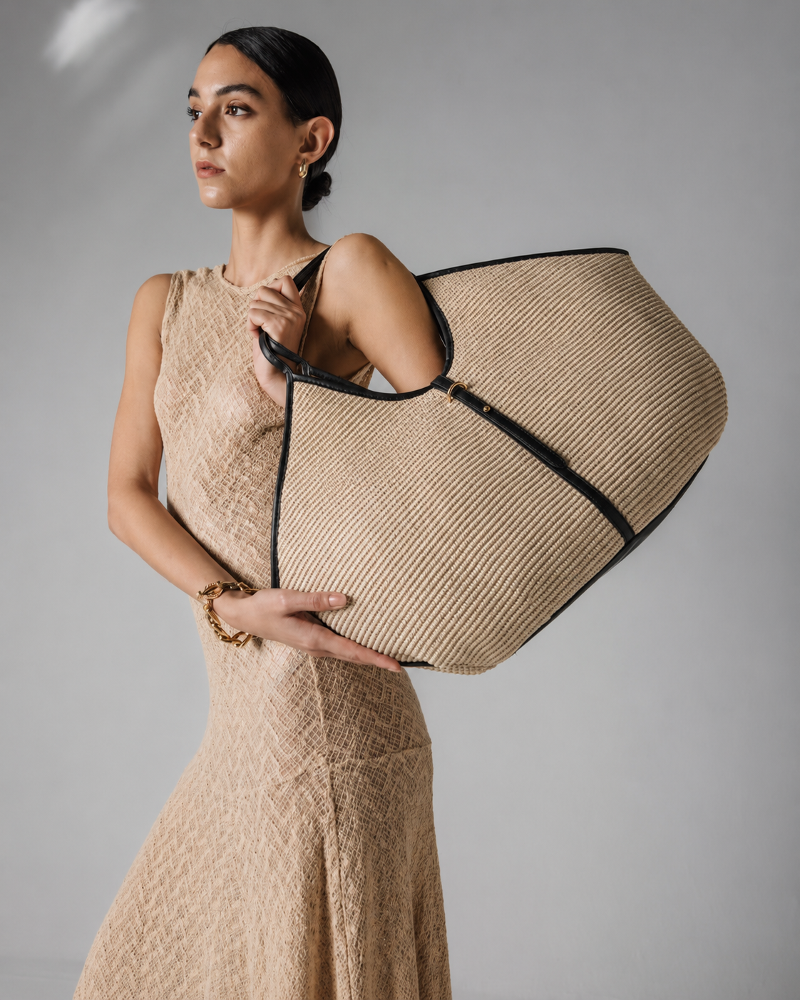 Cream canvas shopper bag