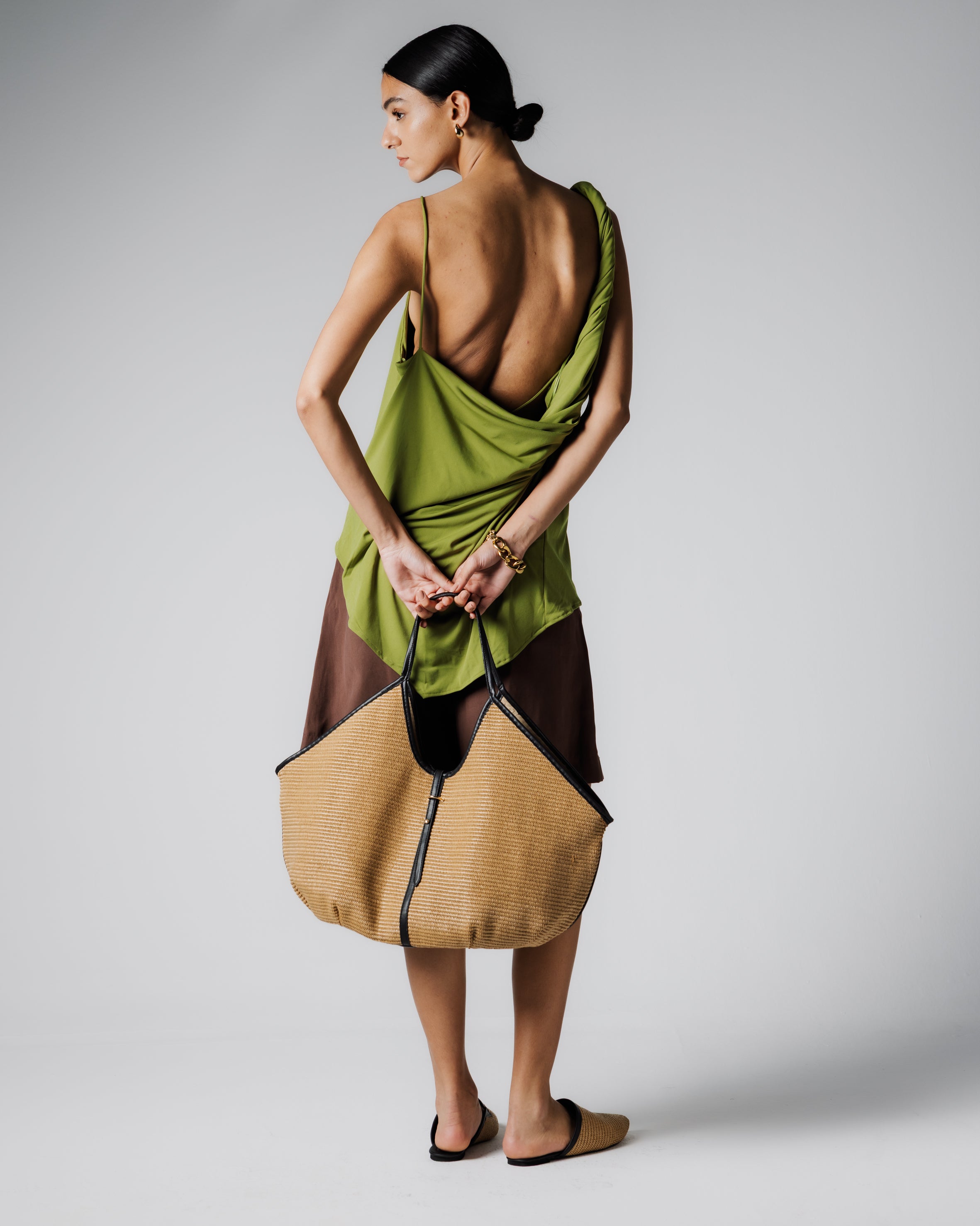 Tan canvas shopper bag