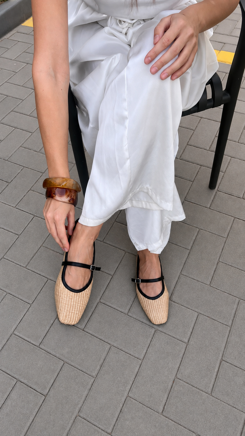 Angela Mesh MaryJane Flats in Canvas