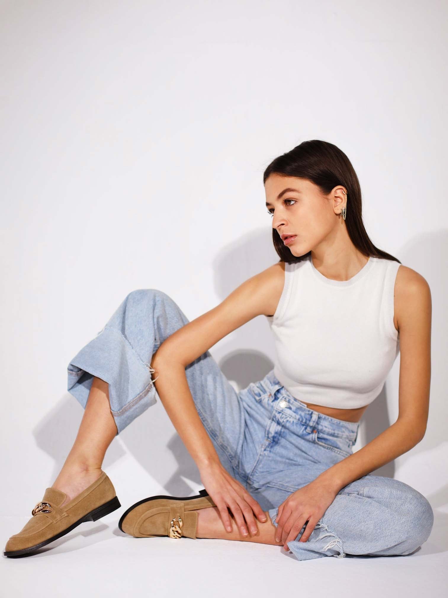 Beige suede Mocassini