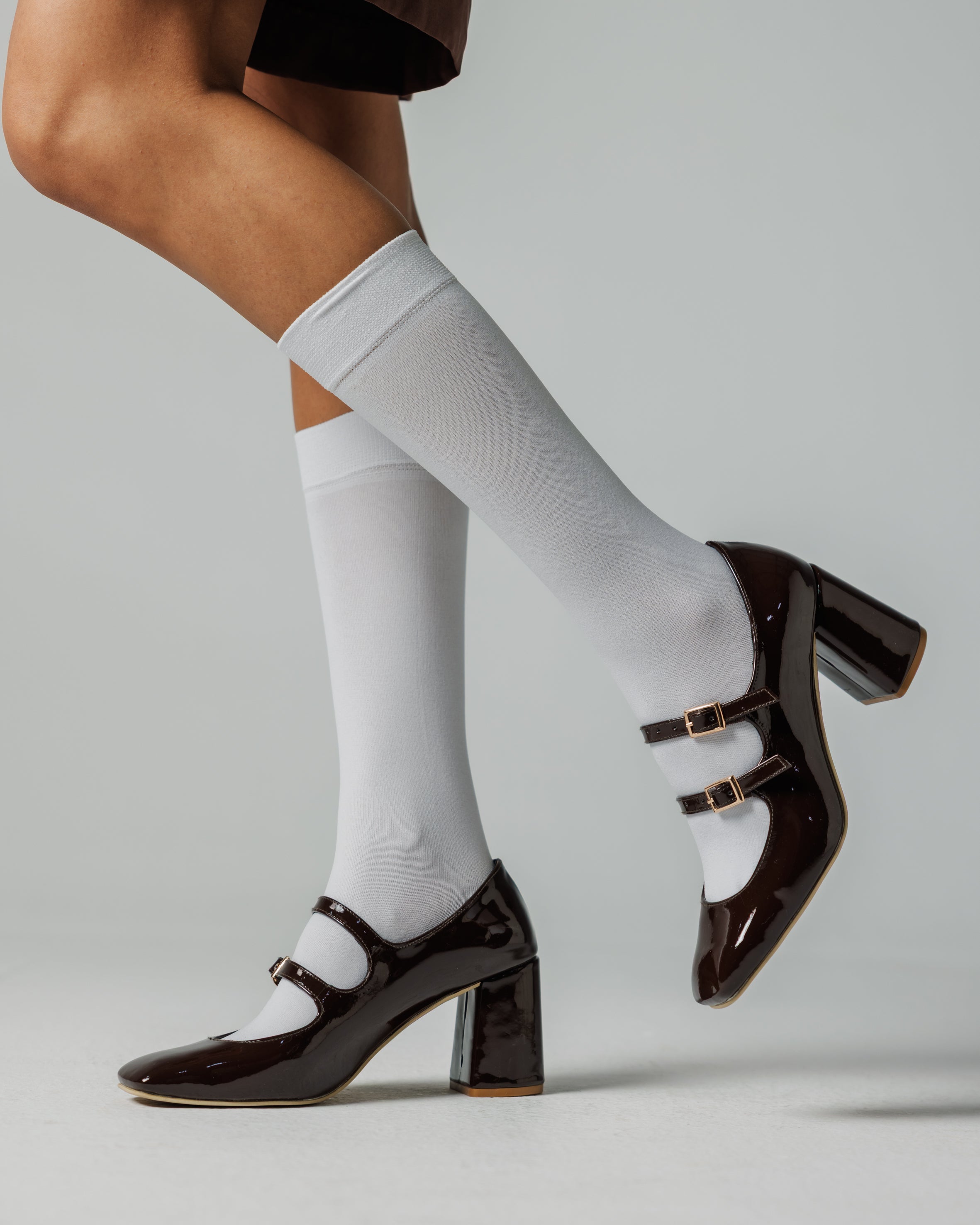 Double strap MaryJane heels in maroon