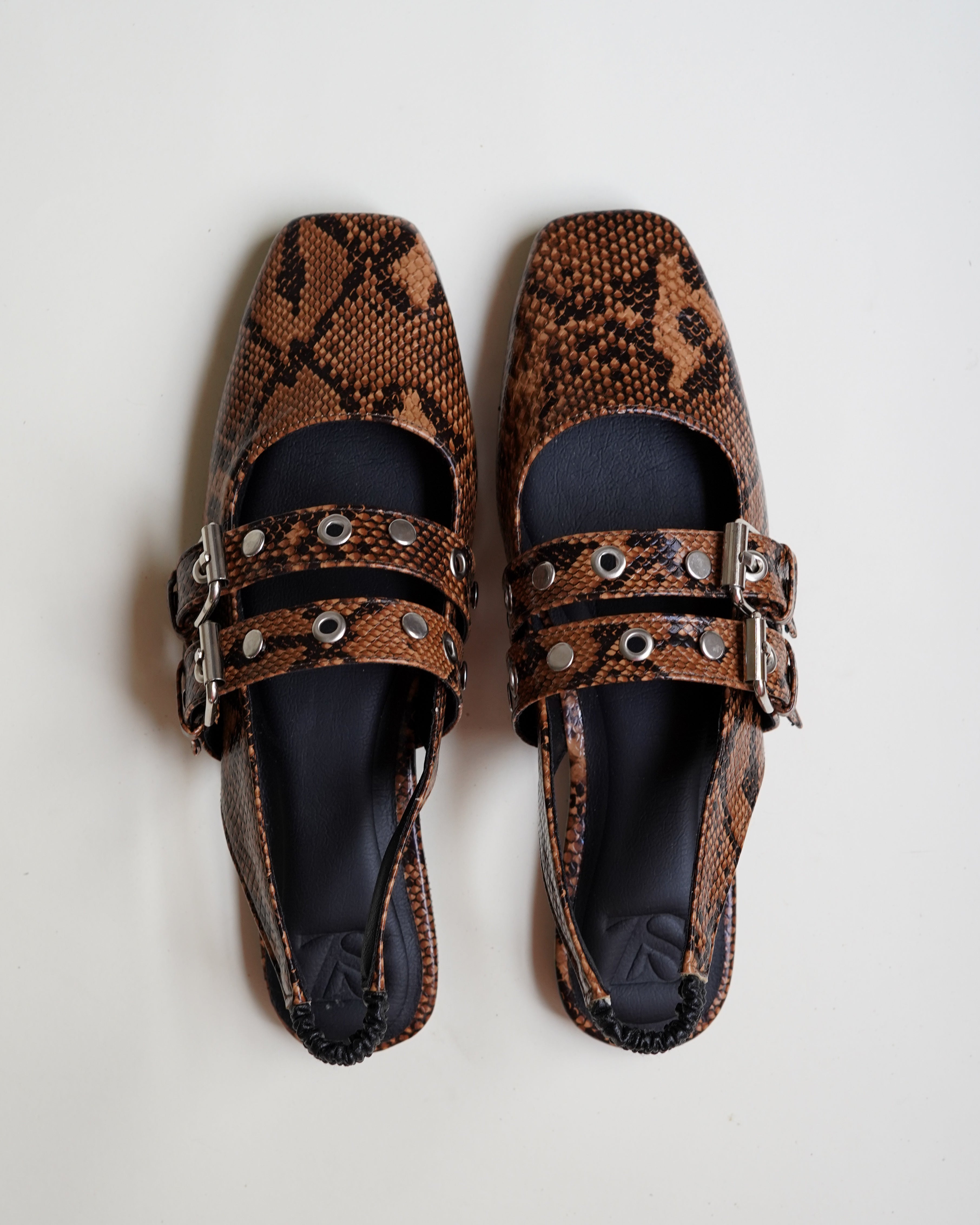 Faux snake slingback