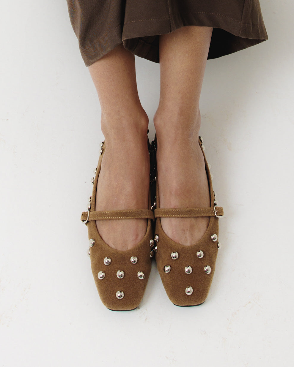 Studded beige flats