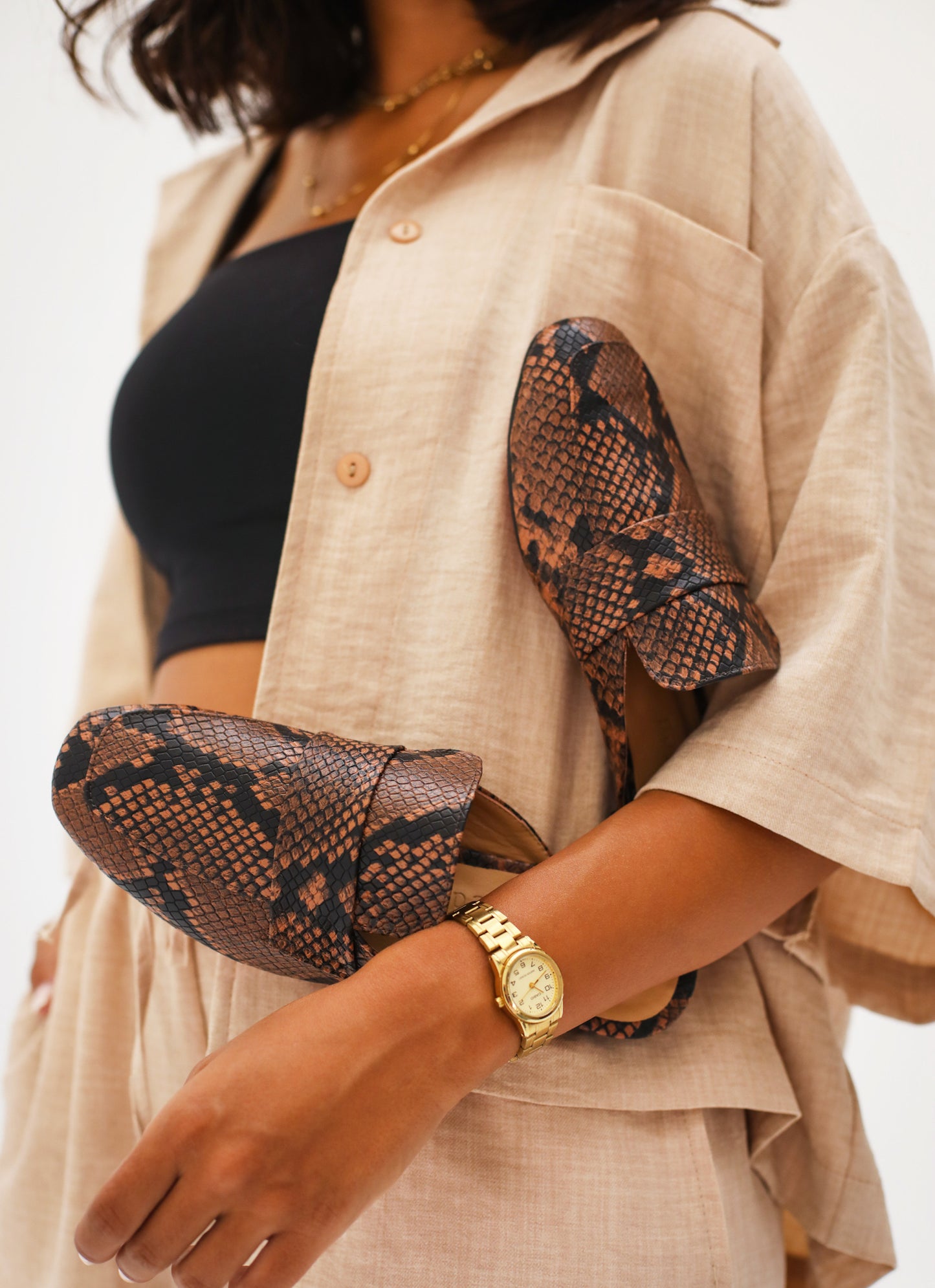 Faux Snake Mules
