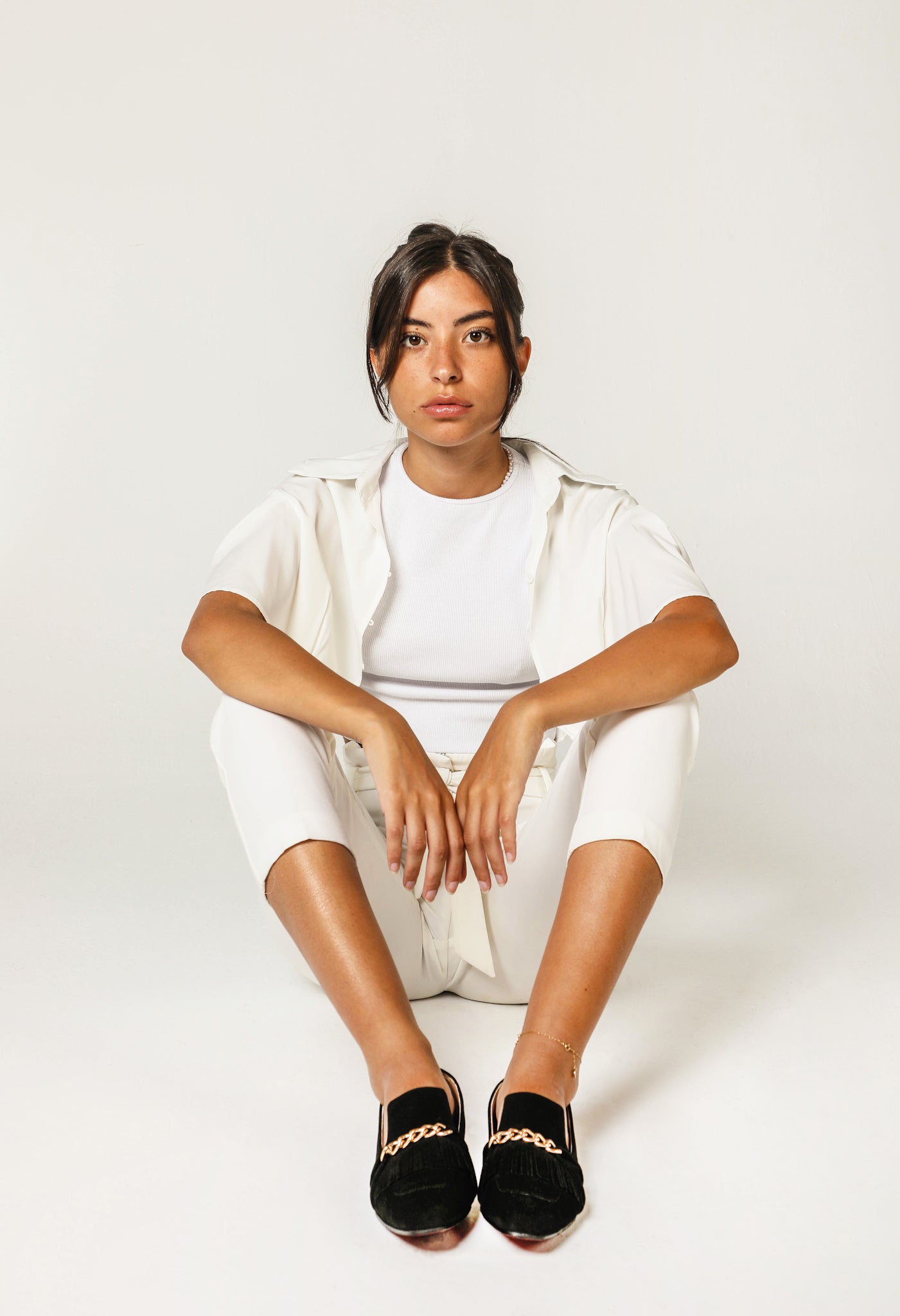 Black Daniela Fringed X Gold Chain Loafers