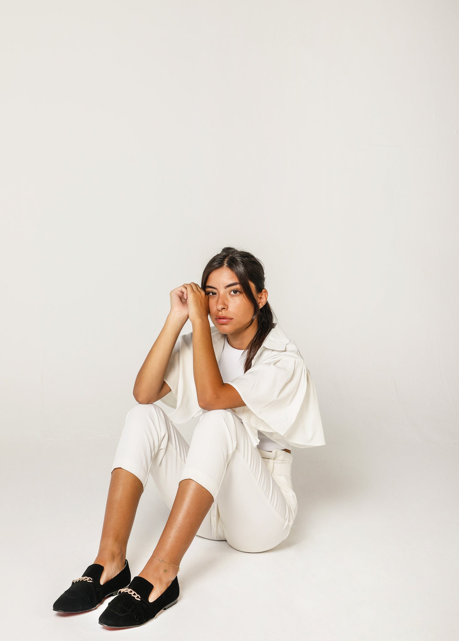 Black Daniela Fringed X Gold Chain Loafers