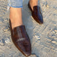 Brown Croco Power Square Toe Loafers