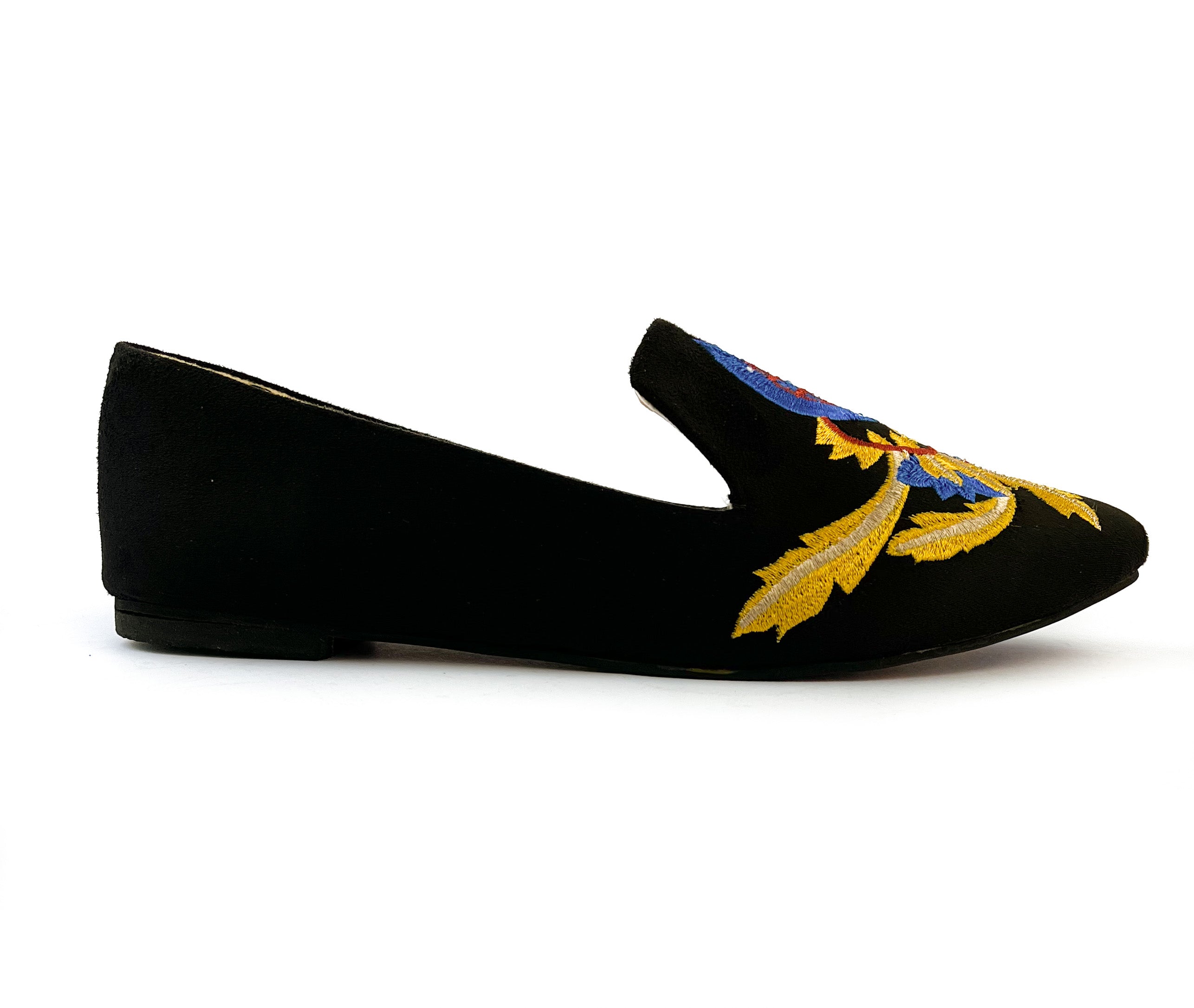 Black Embroidered Loafers