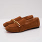 Camel Gold Chain Loafers