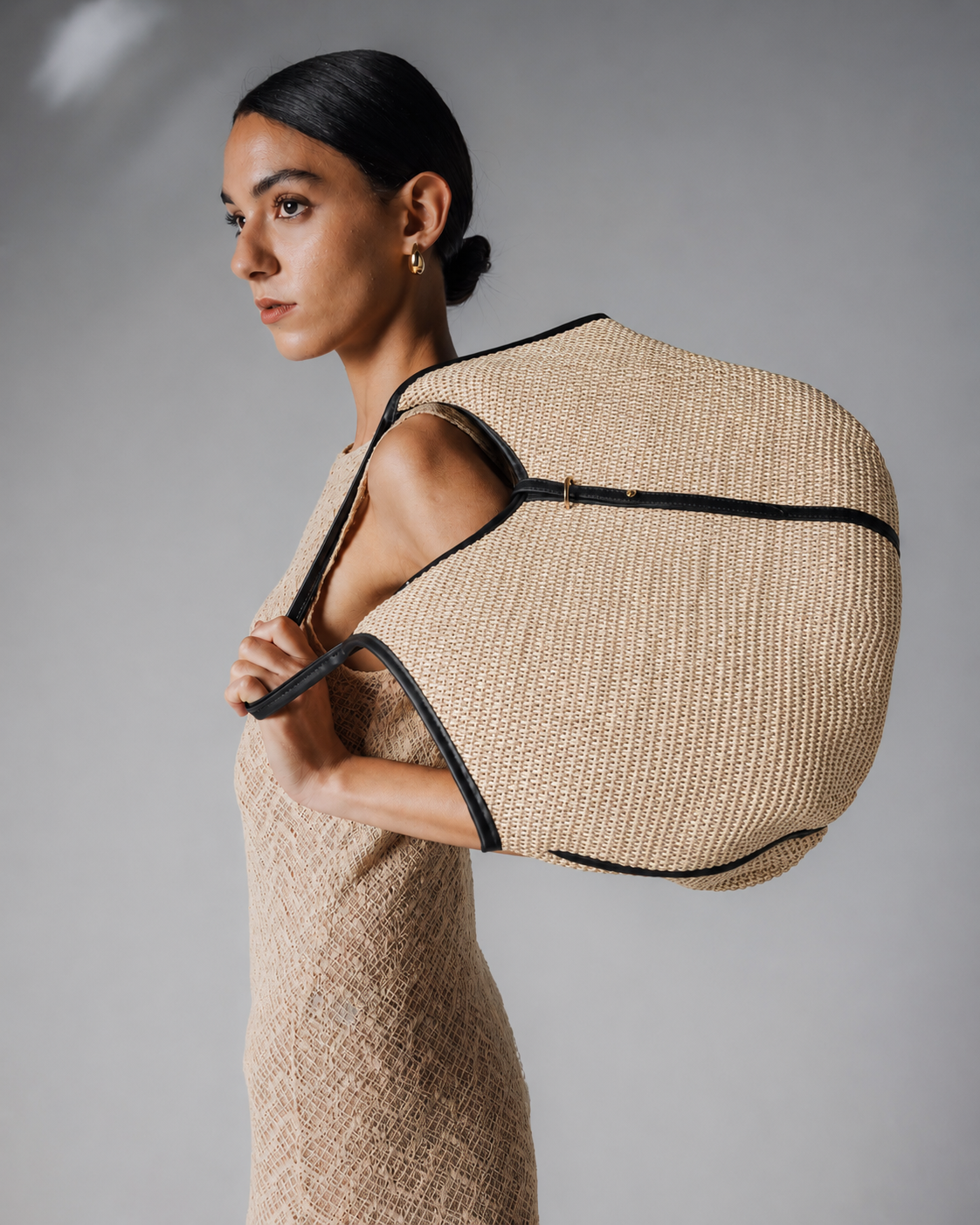 Cream canvas shopper bag