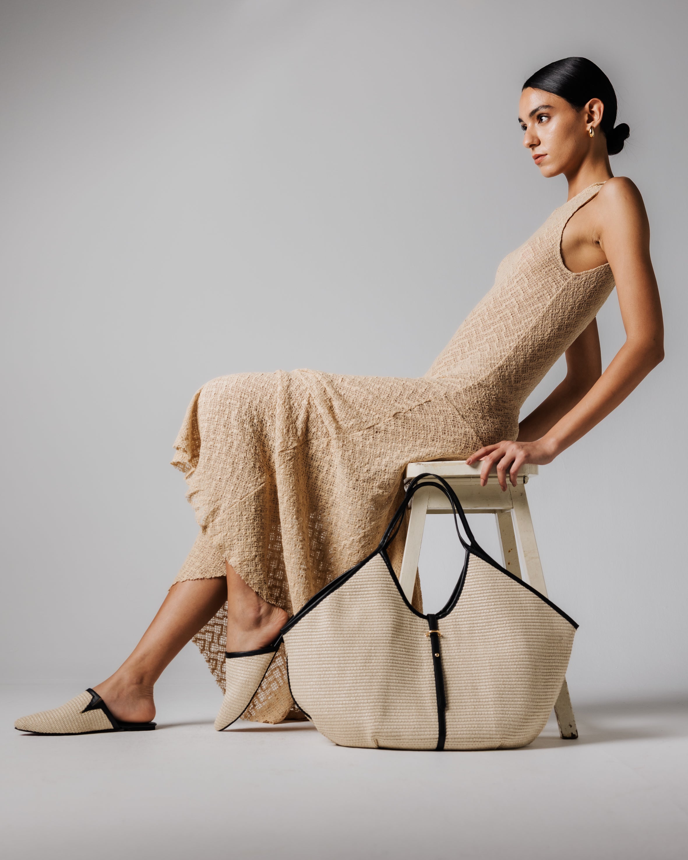 Cream canvas shopper bag