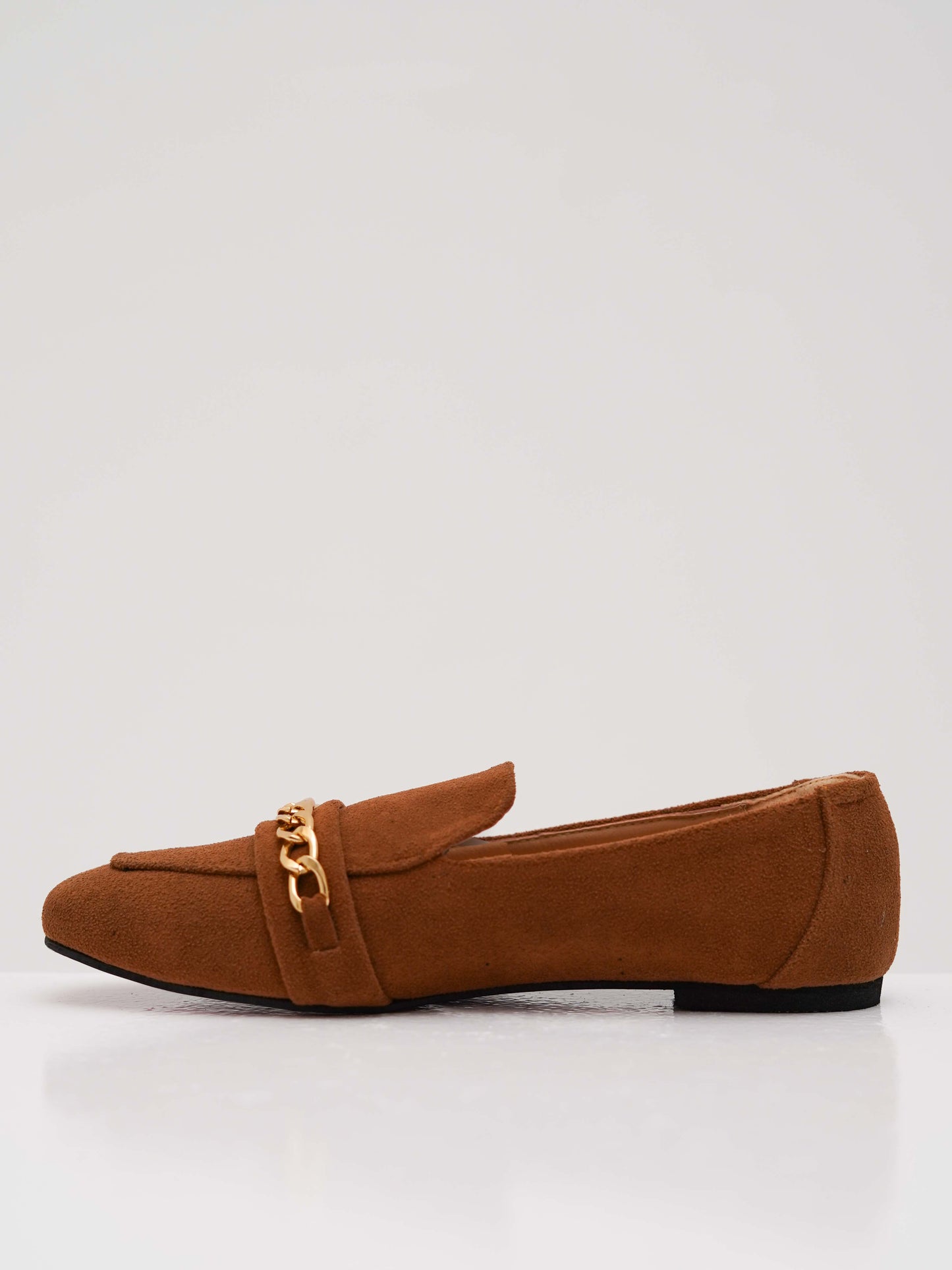 Camel Gold Chain Loafers