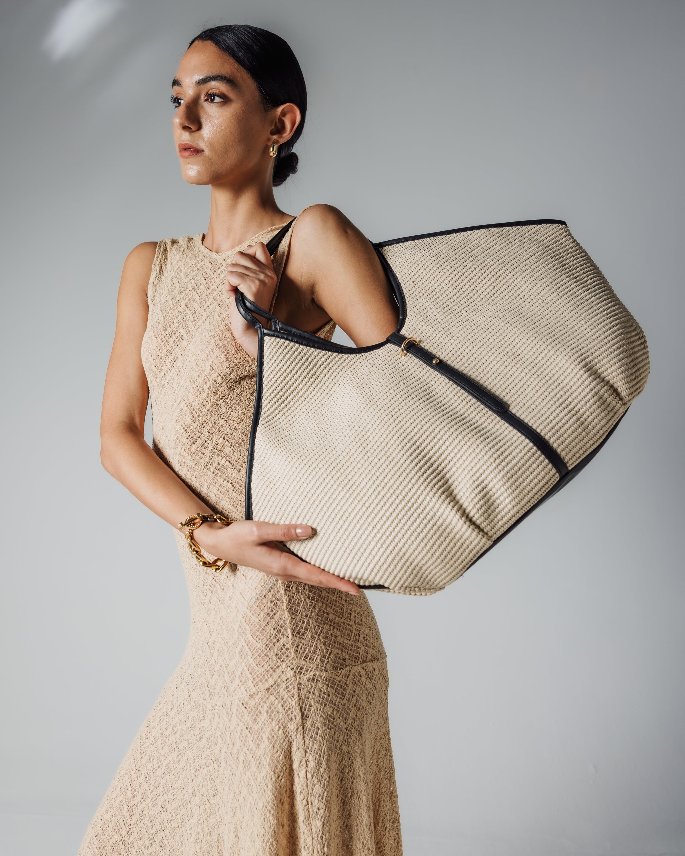 Cream canvas shopper bag