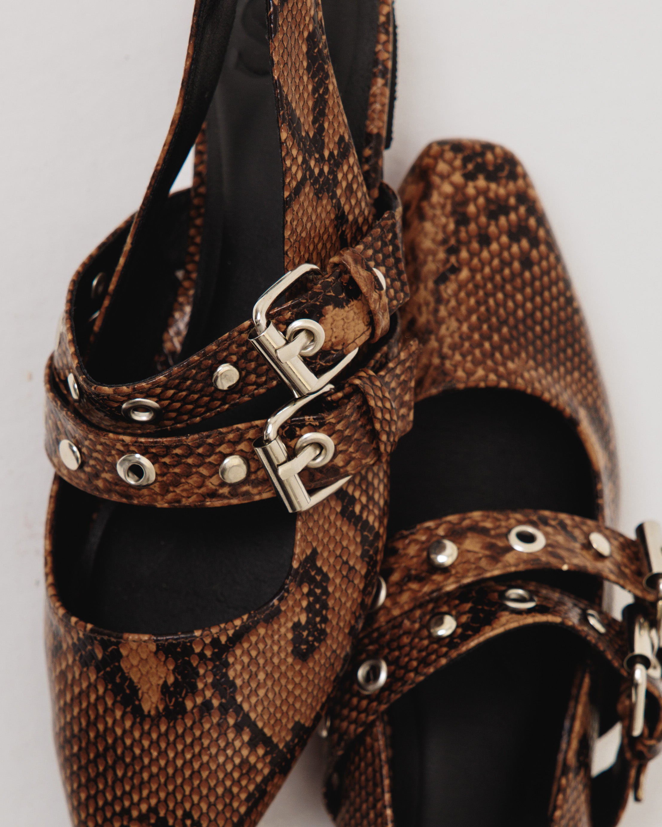 Faux snake slingback