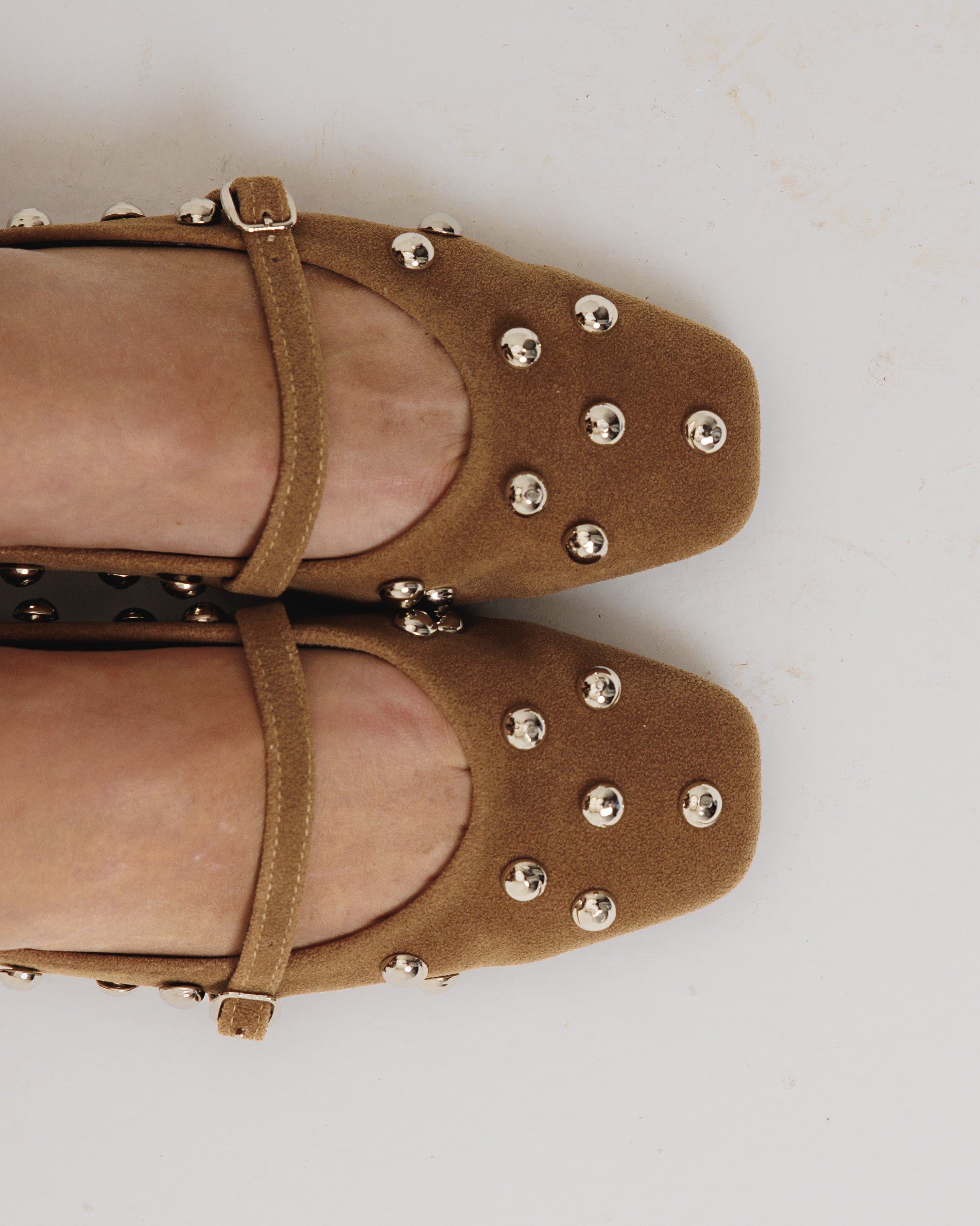 Studded beige flats