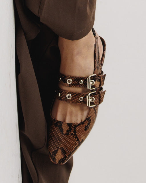 Faux snake slingback