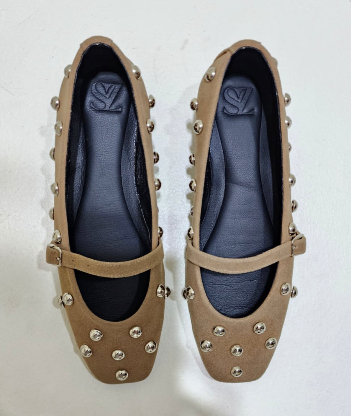 Studded beige flats