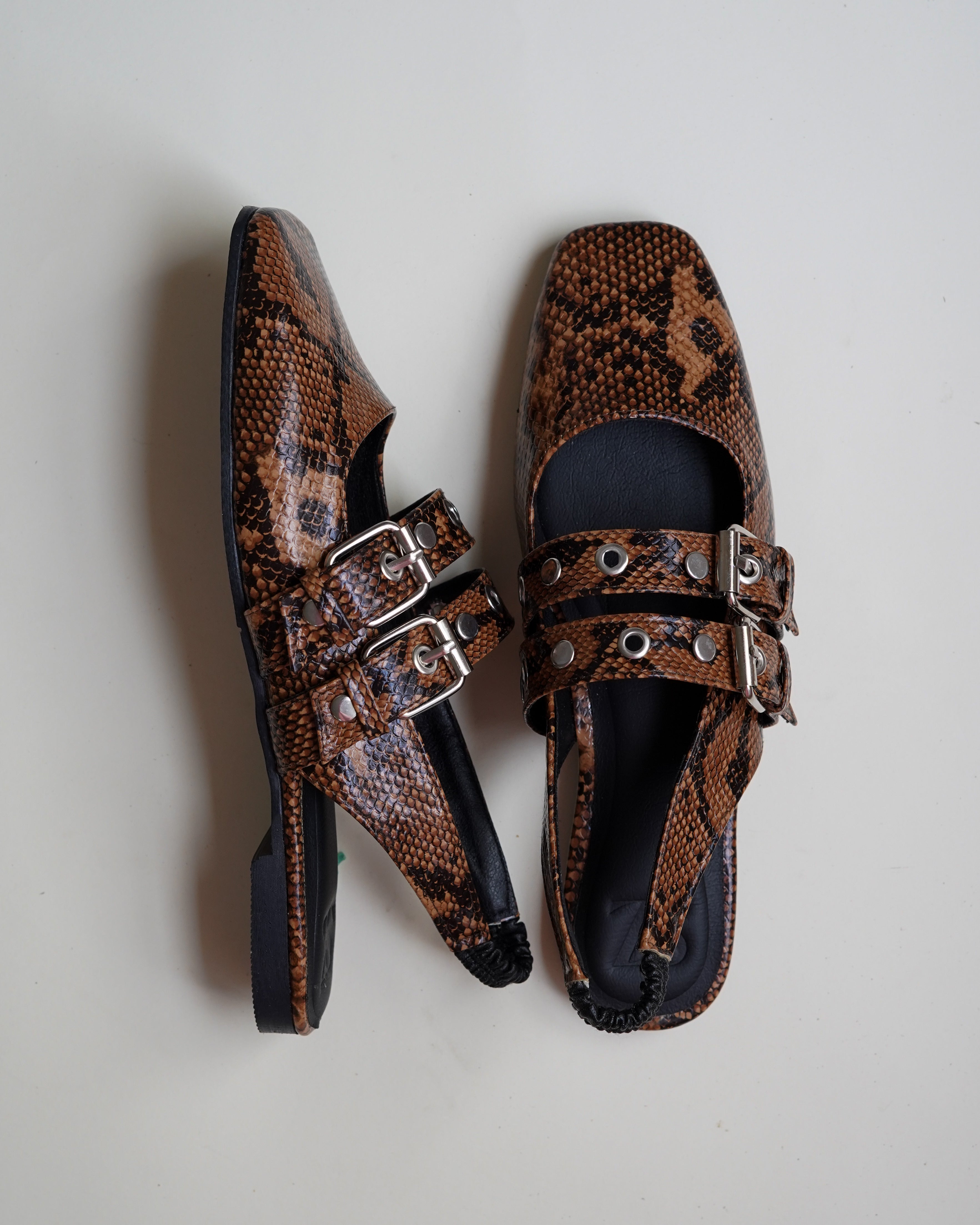 Faux snake slingback