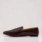 Brown Croco Power Square Toe Loafers