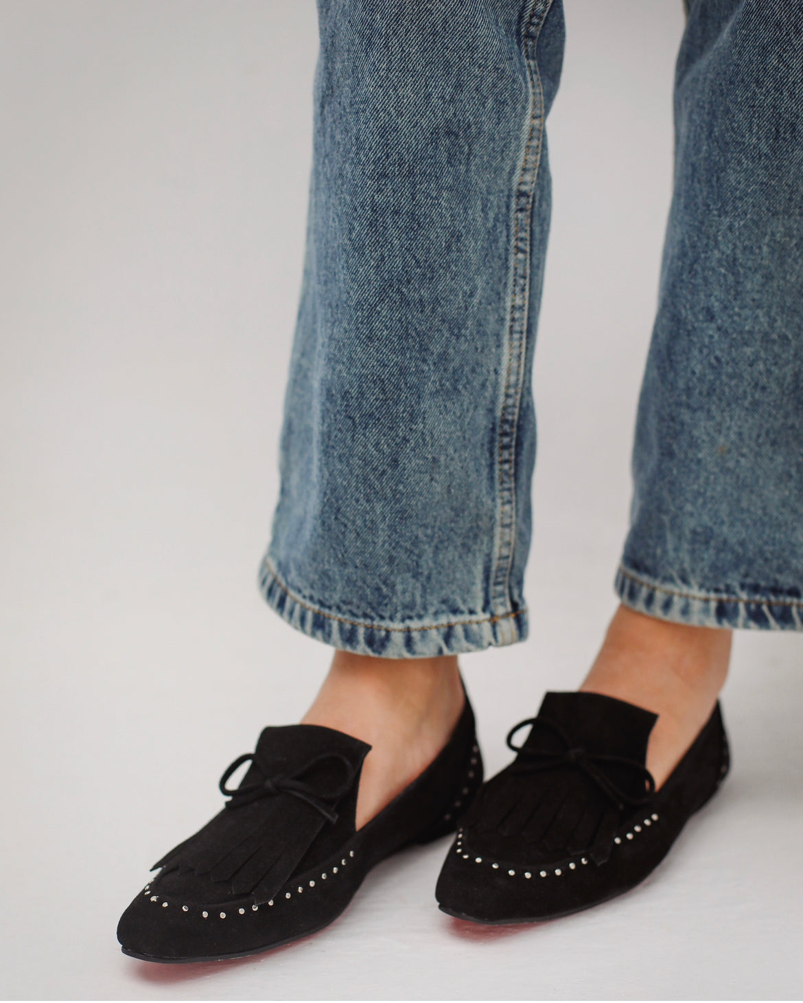 Suede Montana Silver Studded Loafers