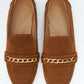 Camel Gold Chain Loafers