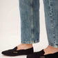 Black Fringed Square Toe Loafers