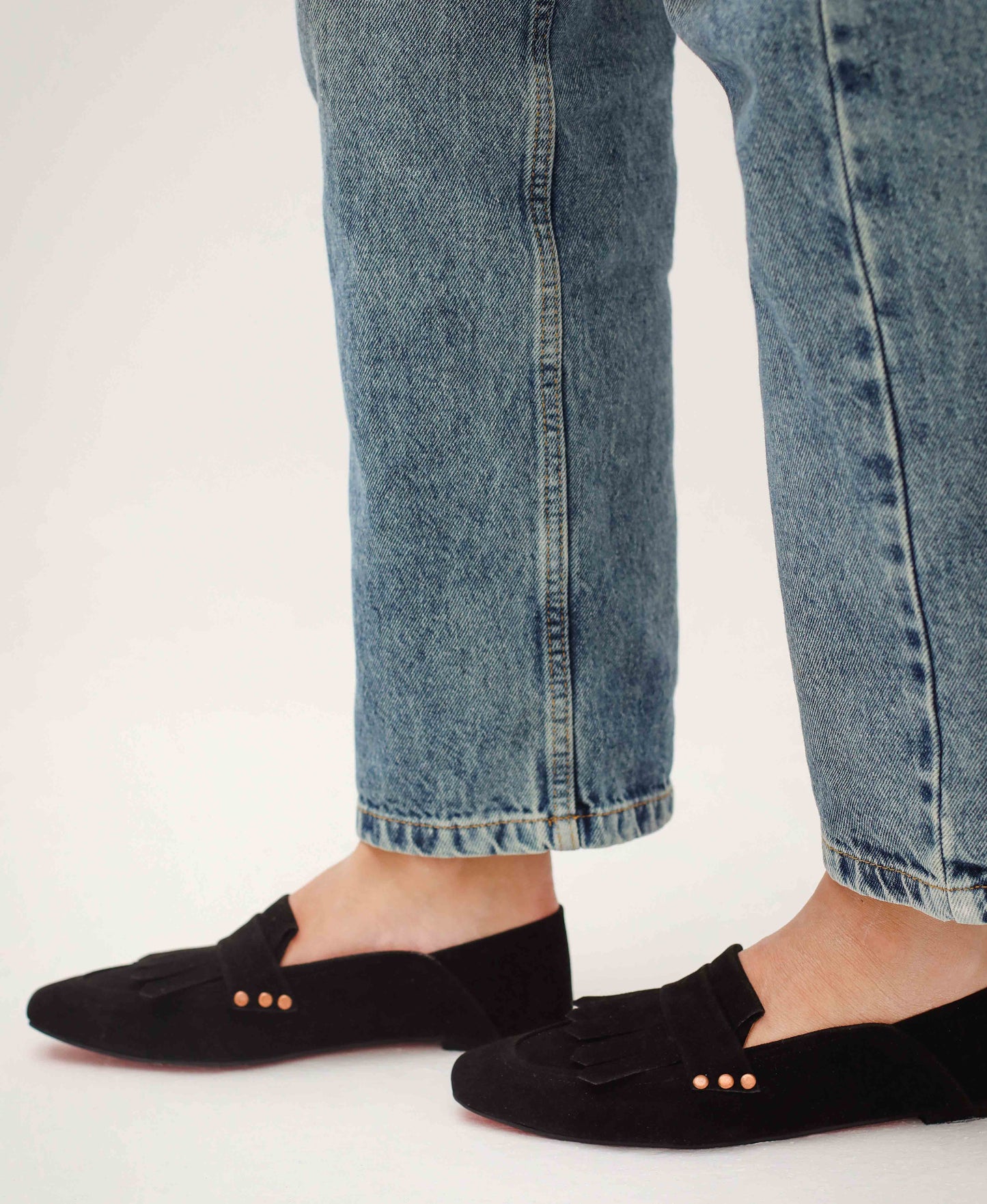 Black Fringed Square Toe Loafers