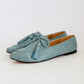 Pastel Blue Pointed Bow Tasseled Loafers