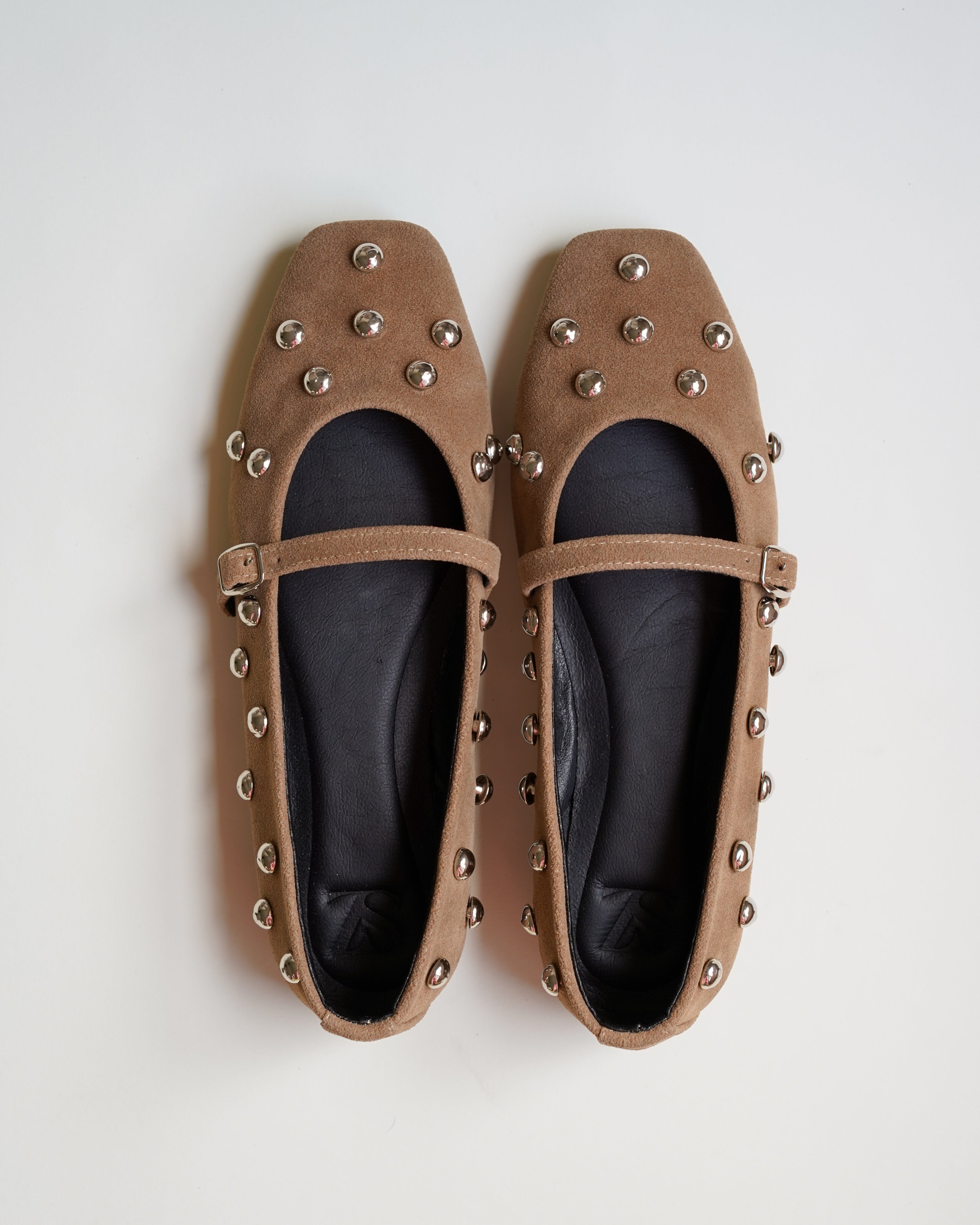 Studded beige flats