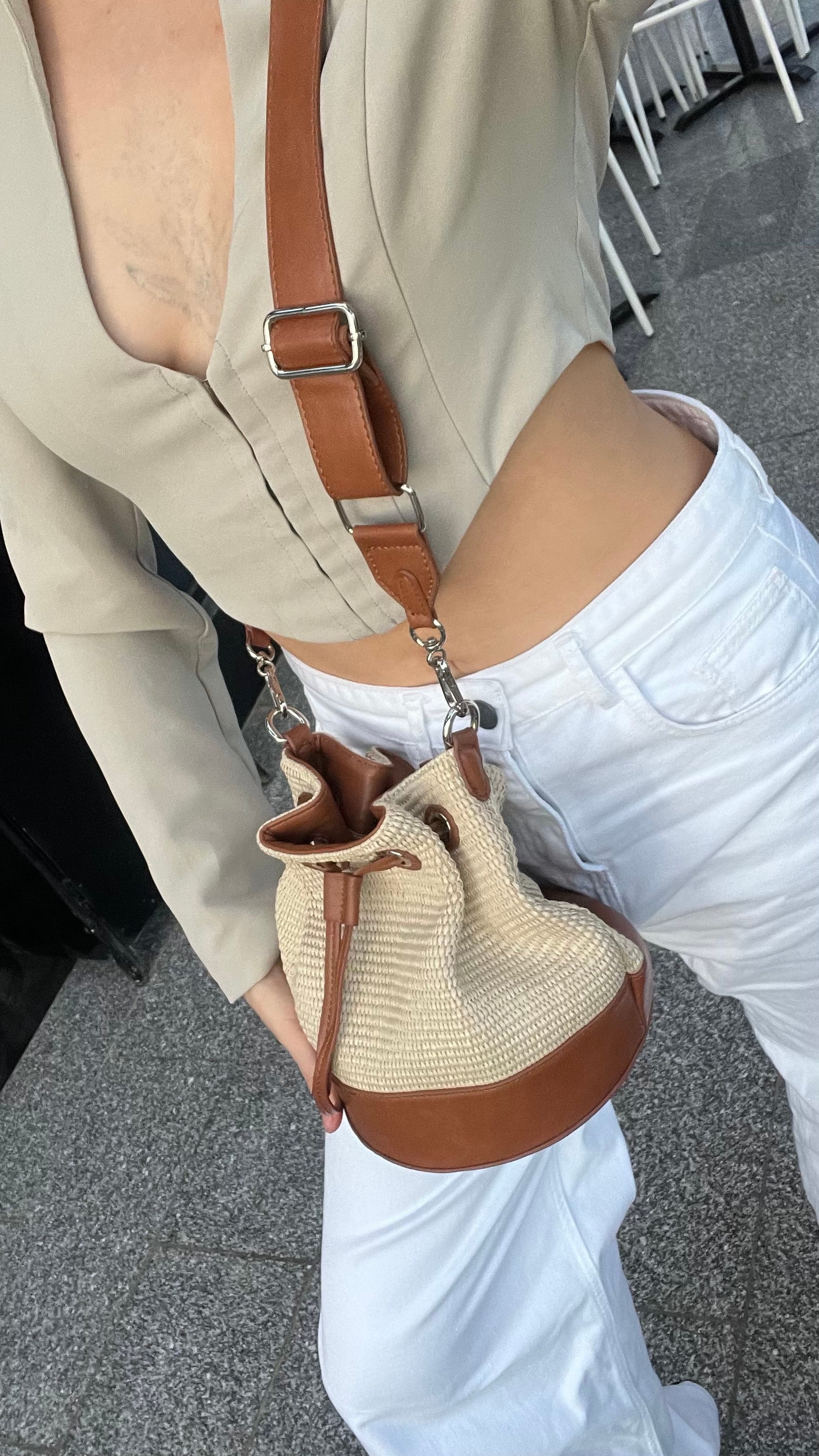 Raffia Bucket Bag
