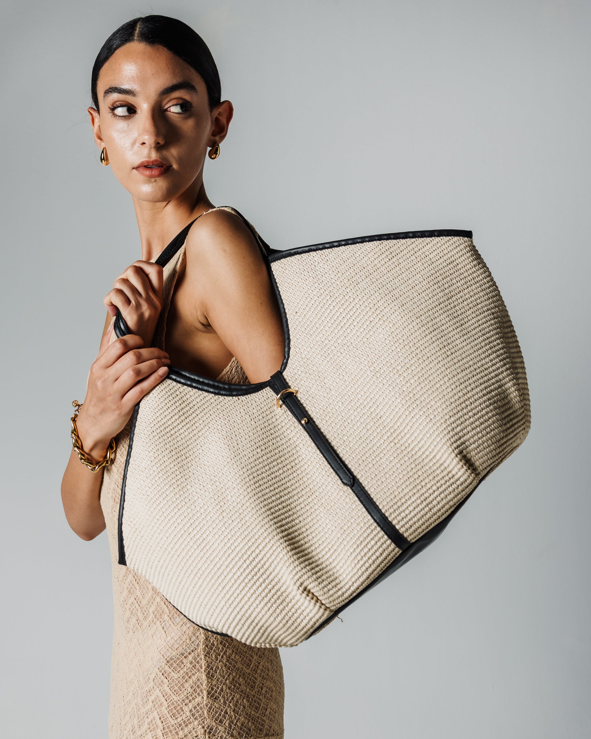Cream canvas shopper bag