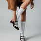 Double strap MaryJane heels in maroon