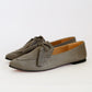 Grey Pointed Bow Tasseled Loafers