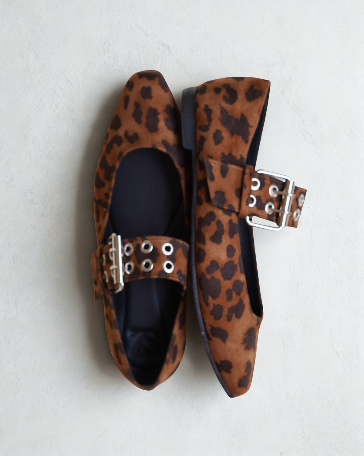 Leopard buckle flats