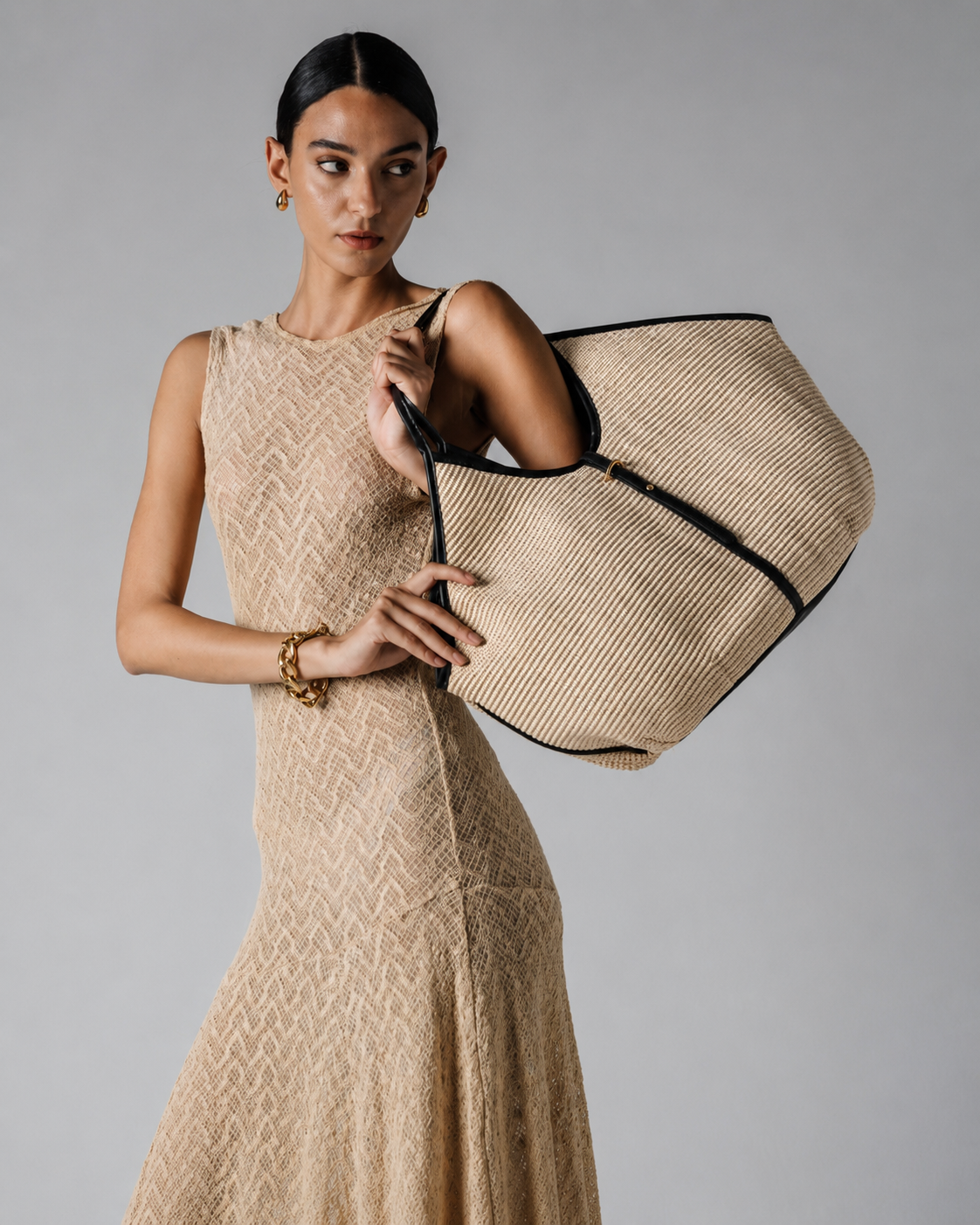 Cream canvas shopper bag