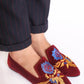 Burgundy Embroidered Loafers
