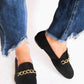 Black Gold Chain Loafers
