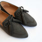 Grey Pointed Bow Tasseled Loafers