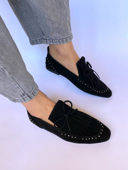 Suede Montana Silver Studded Loafers