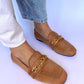 Nude Pink Gold Chain Loafers